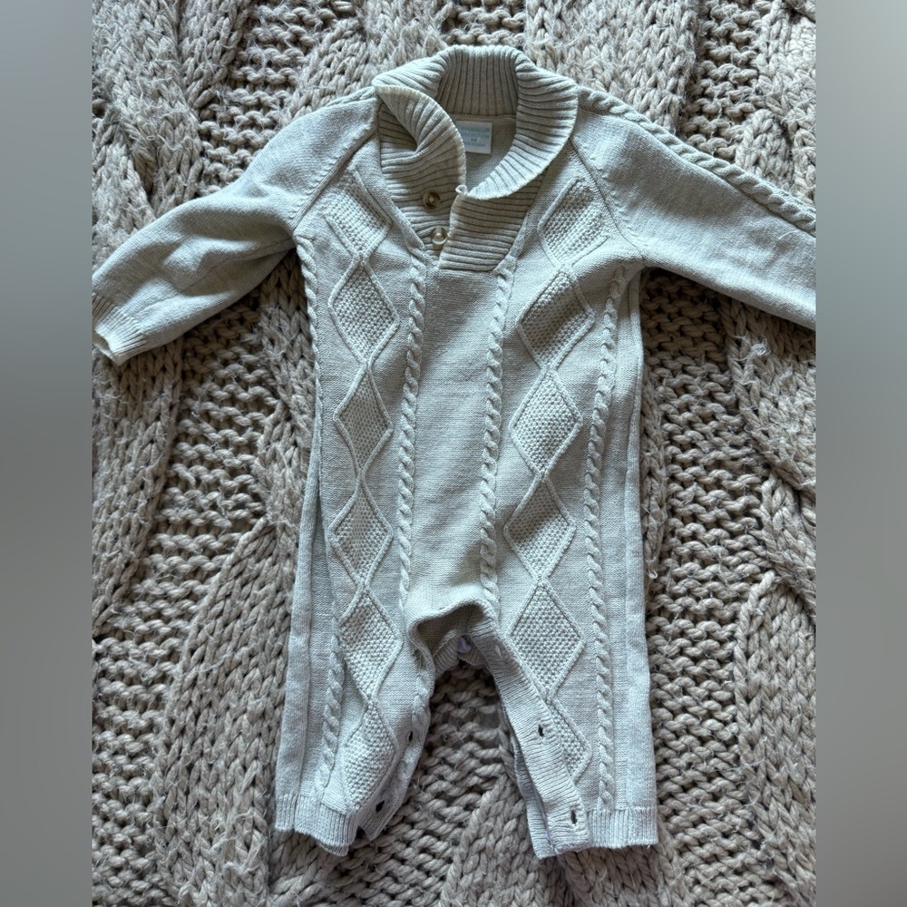 Cozy Cream Cable Knit Baby Onesie Edgehill Collection